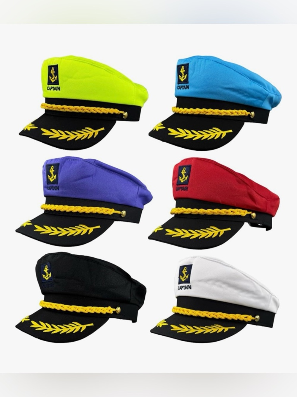 6PC Yacht Captain Hat Nautical Themed Sailor Boat Ship Sailor Party Hats Navy